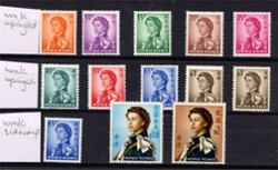 203//217a, values 5c to $5 of the 1962 to 1972 QE II (Annigoni Portrait) Second issue (13 stamps) watermarks identified