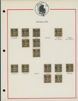 402 and 421 with the various Japanese Occupation overprints and others on five pages (5 images)