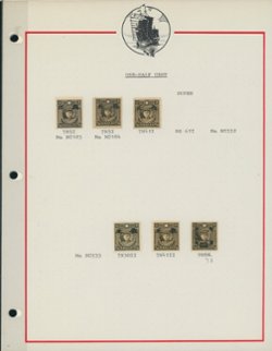 402 and 421 with the various Japanese Occupation overprints and others on five pages (5 images)