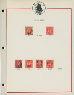 385 and 395 with the various Japanese Occupation overprints and others on four pages (4 images)