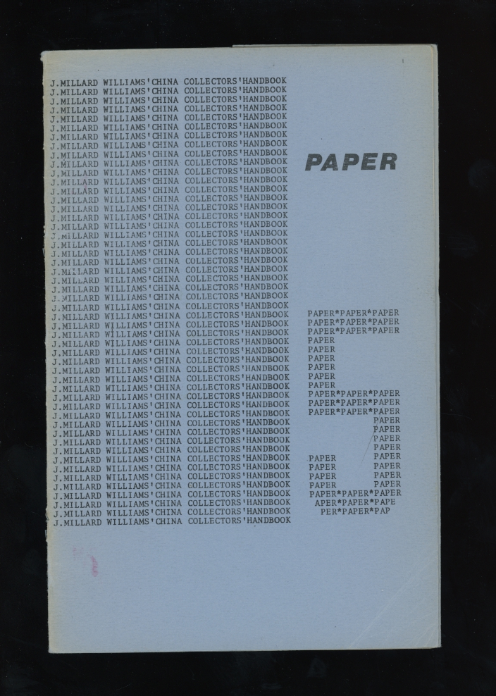 Paper (a China collectors handbook, by J. Millard Williams, 1974, 10 pages, B/W, good condition