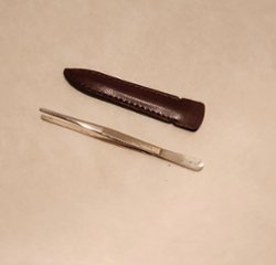 Tongs, small pair (4 1/2 inch) with case