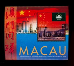 Macau - 1999 three Nambia and Guyana Return of Macau to the PRC souvenir sheers (3 image)