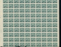 Revenues - 1955 East China tractor design, Scents surcharge on 1952 $500, sheet of 100 with plate number and inscriptions, Paau EC37