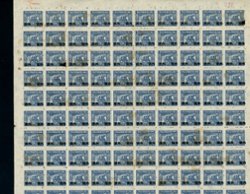 Revenues - 1955 10 cents surcharge on 1952 $1,000 Machinery design, sheet of 100, Paau EC38