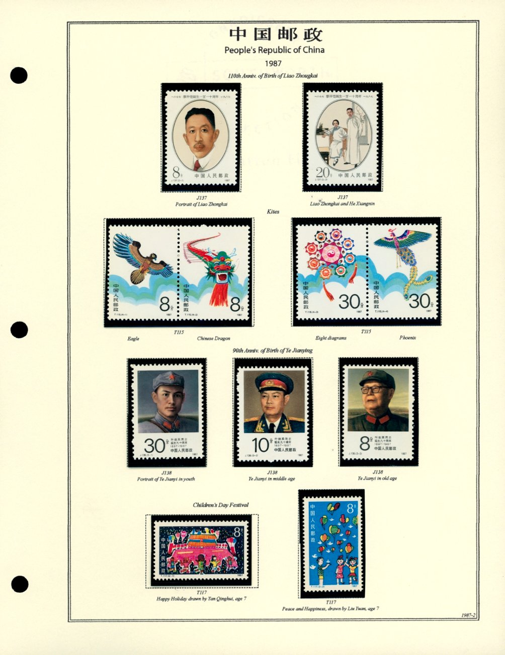 1987 year set on 8 hand made pages (6 images)