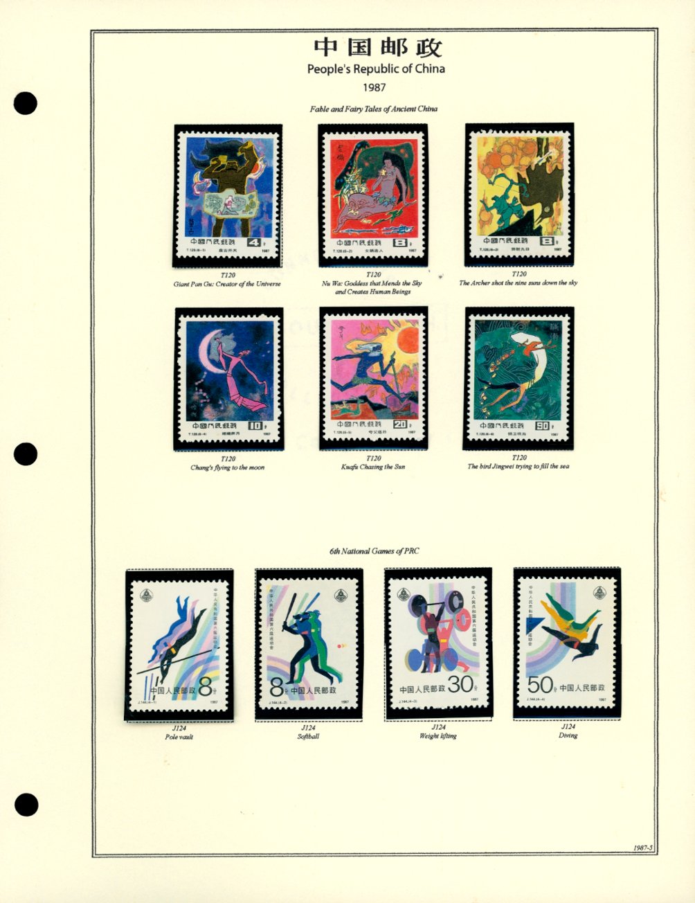 1987 year set on 8 hand made pages (6 images)