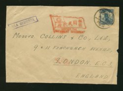 1923 Canton to London via Siberia with slogan chop, front only