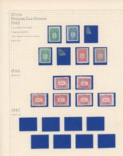 1940s stamps on three hand made pages on heavy paper (3 images)