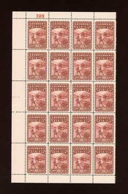 776 to 780, CSS 1181-1185, Dec 16, 1947, 50th Anniversary of Postal Service Commemoratives, $100, $200, $300, $400, $500 in part sheets of 20 (5 images)