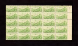 C38, CSS AM46, 1940-41 - Hong Kong Airmails, $1, wide type, unwatermarked in block of (25) 5x5 with some perf. separation and light creases.