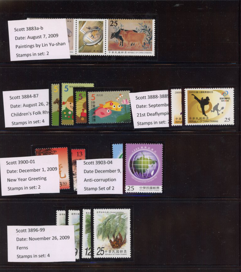 3845//3904 almost complete 2009 Year Set. Excludes souvenir sheets and stamps, 3860-69 and 3890-93. Total 61 stamps. (4 images)