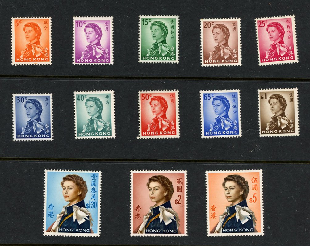 203//217a, values 5c to $5 of the 1962 to 1972 QE II (Annigoni Portrait), mixed watermarks