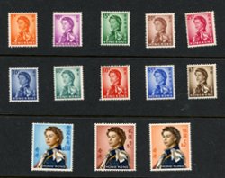203//217a, values 5c to $5 of the 1962 to 1972 QE II (Annigoni Portrait), mixed watermarks