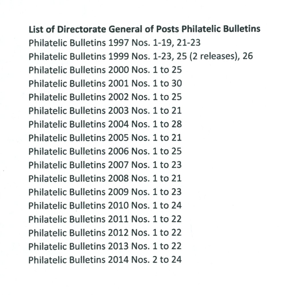 Taiwan, Directorate General of Posts Philatelic Bulletins 1997, 1999 to 2012-6 and Chung Hwa Post 2010 // 2014 . See list. (3 lbs.)