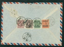 1948, Nov. 13 Shanghai Reg. Airmail to Shaoyang, tape on front