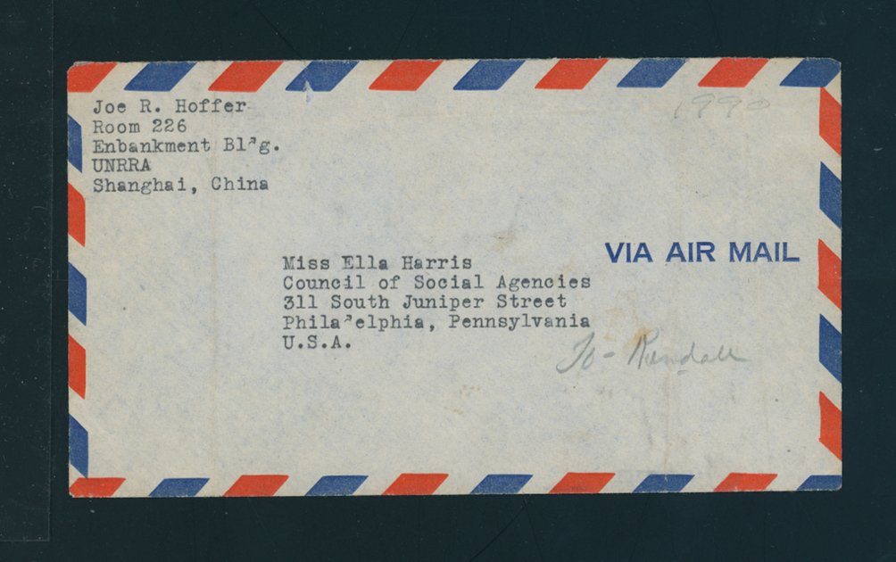 1946 Aug. 29 (1st day of 3 DAY RATE) Shanghai $1,990 (over 5g.) airmail to USA (2 images)