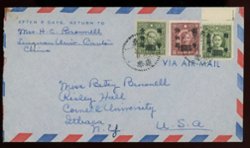 1947 Feb. 3 Honglock, Kwangtung, $1,600 airmail to USA (Franking includes the very scarce perf. 13 1/2 variety (CSS 1037Aa) of the $100 on 8c